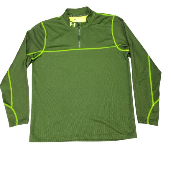 Under armour Activewear Top Men's XL Green ColdGear Skateboarding Quarter Zip - Picture 1 of 16